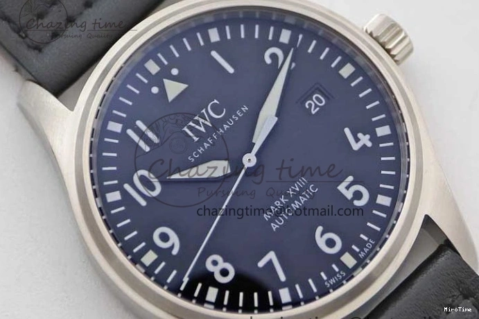 MIROTIME 0311 Vibrant Mark XVIII IW327001 SS M+F 1:1 Best Edition Black Dial on Black Leather Strap A 7055